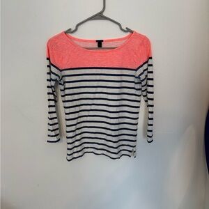 Women's Striped Top with Coral Accents